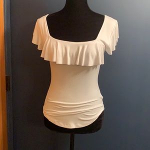NWT Free People White ruffle T-shirt